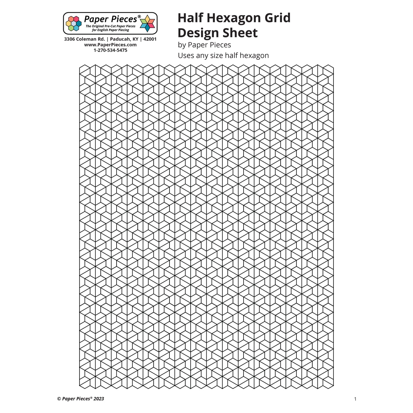 Half Hexagon Grid Design Sheet (Free PDF Downlad)