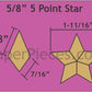5/8" 5 Point Stars
