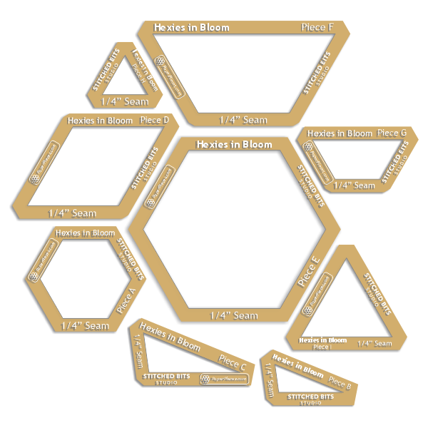 Hexies in Bloom by Marie-Élise McNeeley of Stitched Bits Studio