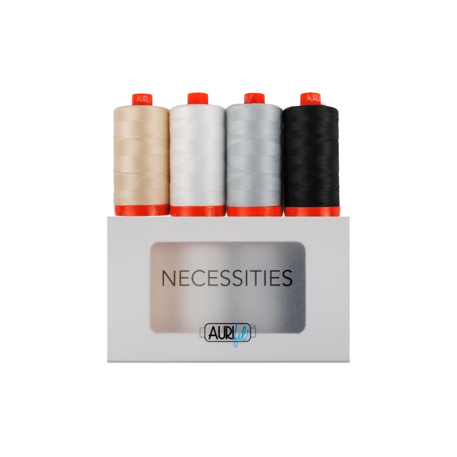 Aurifil Necessities: 4 Large Spools Cream/White/Grey/Black