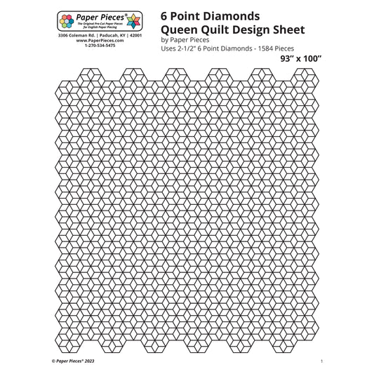 6 Point Diamond Queen Size Quilt Design Sheet (FREE PDF Download)