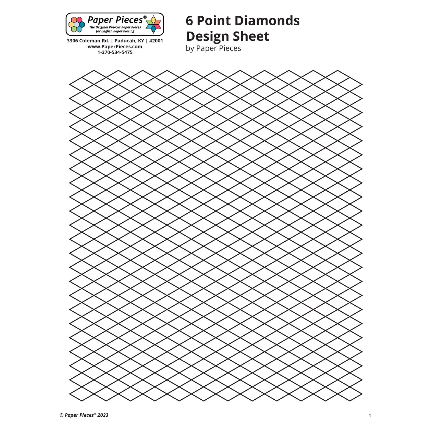6 Point Diamond Rows Design Sheet (FREE PDF Download)