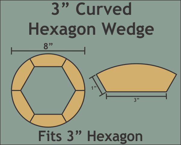 3" Curved Hexagon Wedge