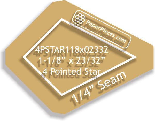 1-1/8" x 23/32" 4 Point Star