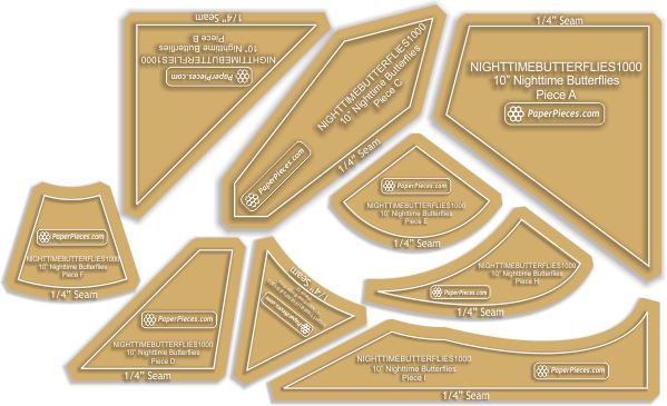 10" Nighttime Butterflies Complete Blocks