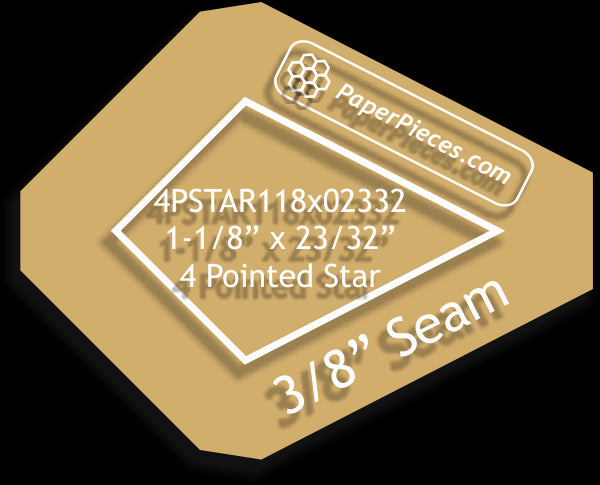 1-1/8" x 23/32" 4 Point Star