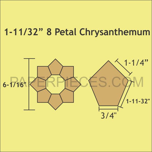 1-11/32" 8 Petal Chrysanthemums