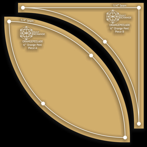 6" Orange Peel: 2 PC Acrylic Fabric Cutting Templates With 1/4" Seam