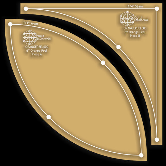 6" Orange Peel: 2 PC Acrylic Fabric Cutting Templates With 1/4" Seam