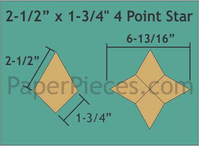 2-1/2" x 1-3/4" 4 Point Star