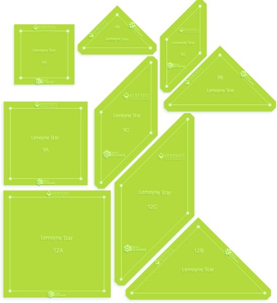 Lemoyne Star 9 pc Set 1/4" Seam with Marking holes