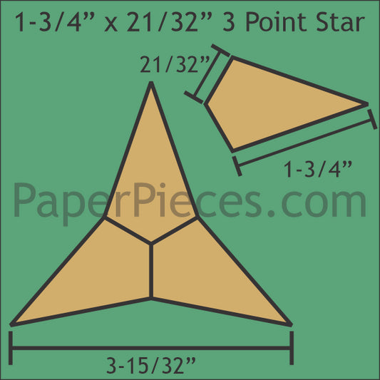 1-3/4" x 21/32" 3 Point Star