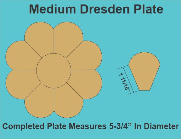 5-3/4" 8 Petal Medium Dresden Plates