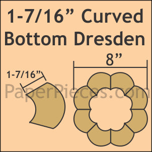 1-7/16" 8 Petal Curved Bottom Dresdens