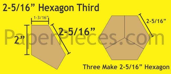 2-5/16" Hexagon Thirds