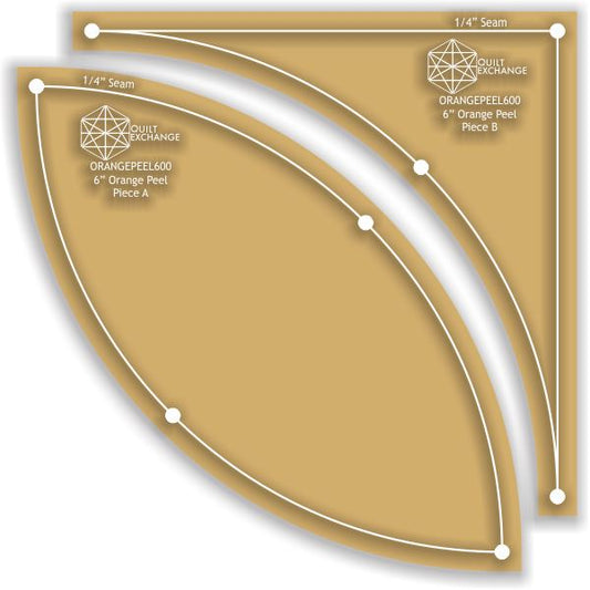 8" Orange Peel: 2 PC Acrylic Fabric Cutting Templates With 1/4" Seam