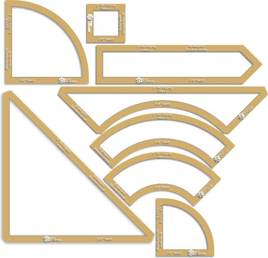 9" Tile Tripping 8 Piece Windowed Templates with 1/4" Seam
