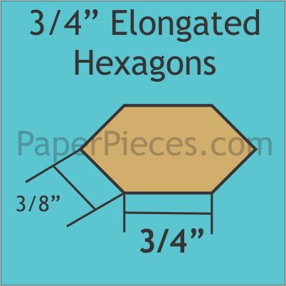 3/4" Elongated Hexagons