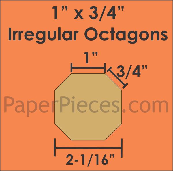 1" x 3/4" Irregular Octagon