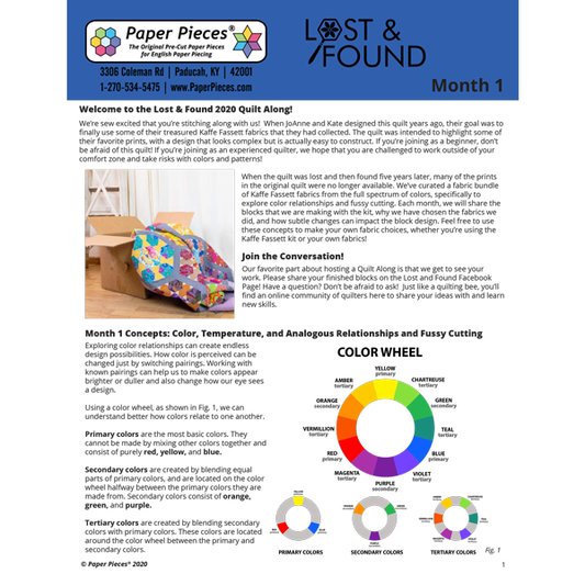 Lost and Found Monthly Quilt Along Guide (FREE PDF Download) by Paper Pieces®