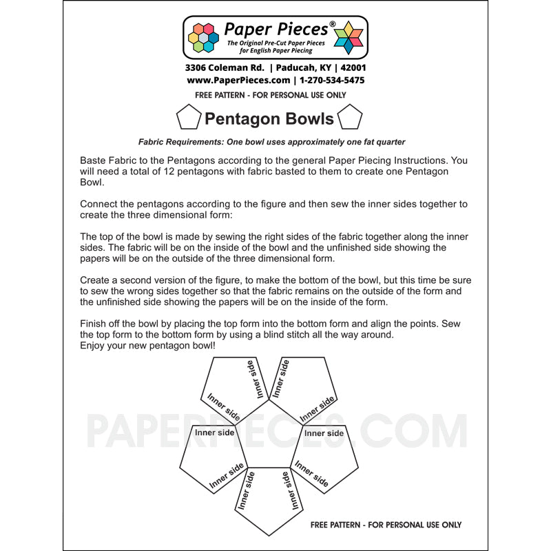 Pentagon Bowl Pattern (FREE PDF Download) – Paper Pieces