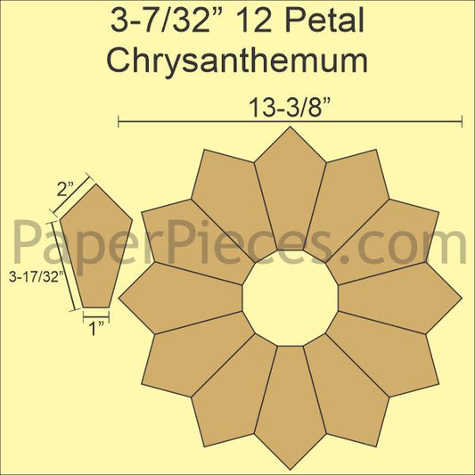 3-17/32" 12 Petal Chrysanthemum