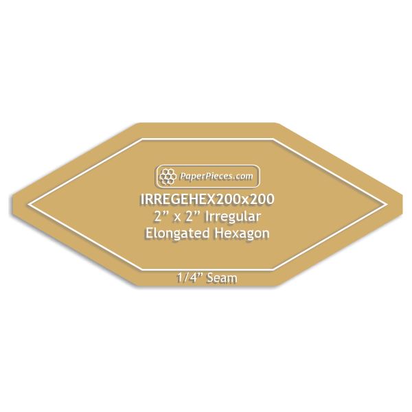 2" x 2" Irregular Elongated Hexagon