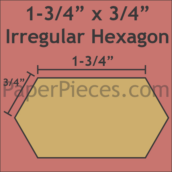 1-3/4" x 3/4" Irregular Hexagon