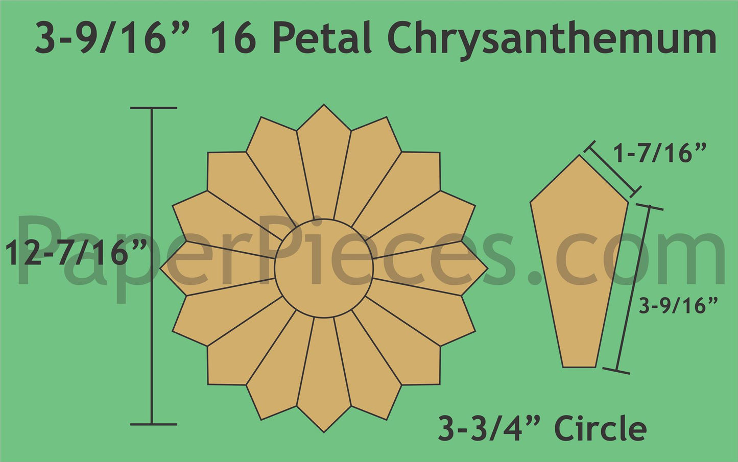 3-9/16" 16 Petal Chrysanthemums