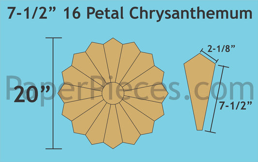 7-1/2" 16 Petal Chrysanthemums With Circles