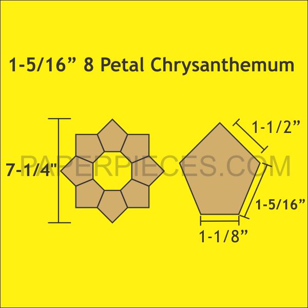 1-5/16" 8 Petal Chrysanthemums