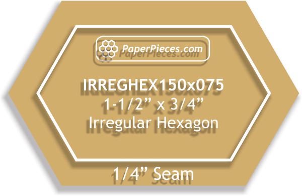1-1/2" x 3/4" Irregular Hexagon