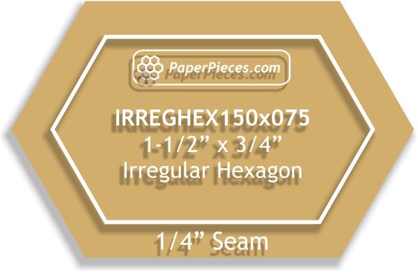 1-1/2" x 3/4" Irregular Hexagon