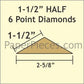 1-3/4" Half 6 Point Diamonds