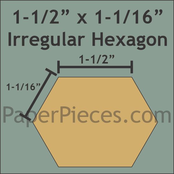 1-1/2" x 1-1/16" Irregular Hexagon