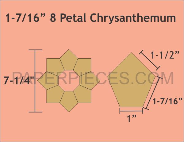 1-7/16" 8 Petal Chrysanthemums