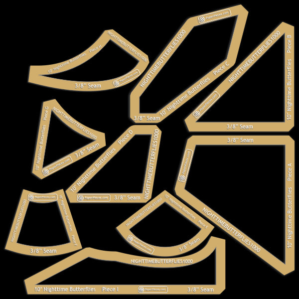 10" Nighttime Butterflies Complete Blocks