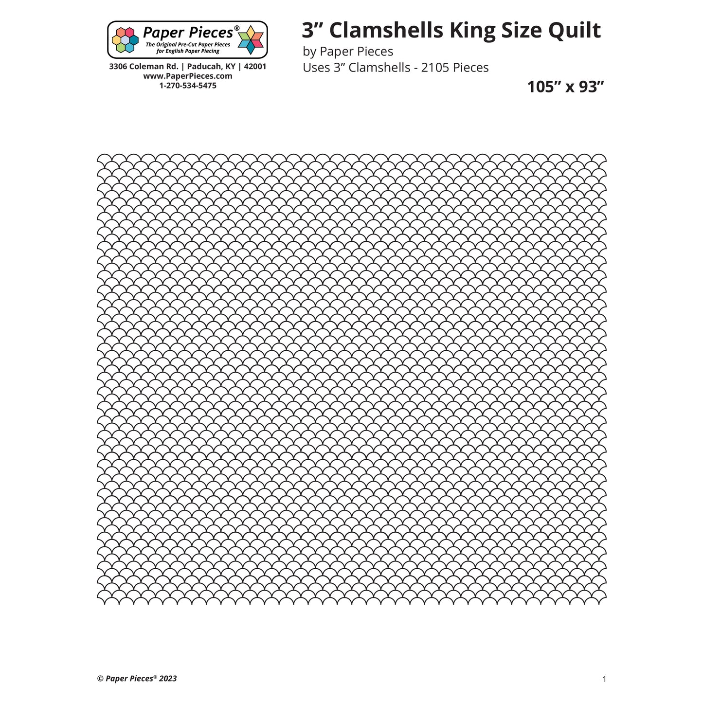 3" Clamshells King Size Quilt (Free Download)