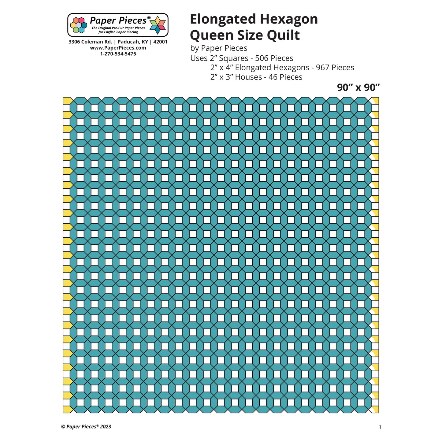 Elongated Hexagon Queen Size Quilt (Free Download)