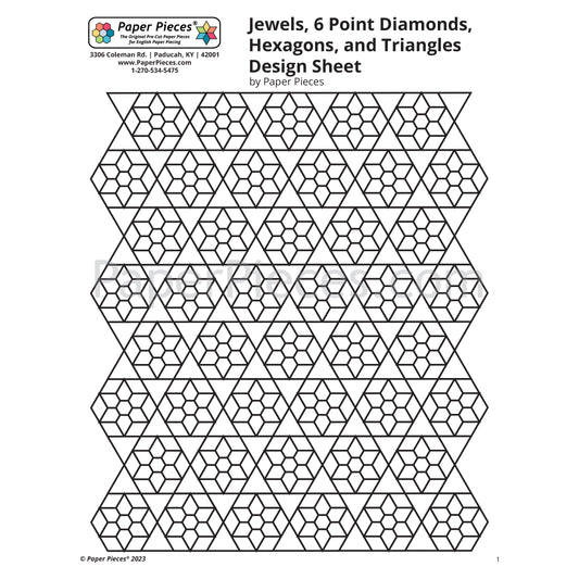 Jewels, 6 Point Diamonds, Hexagons, and Triangles Design Sheet