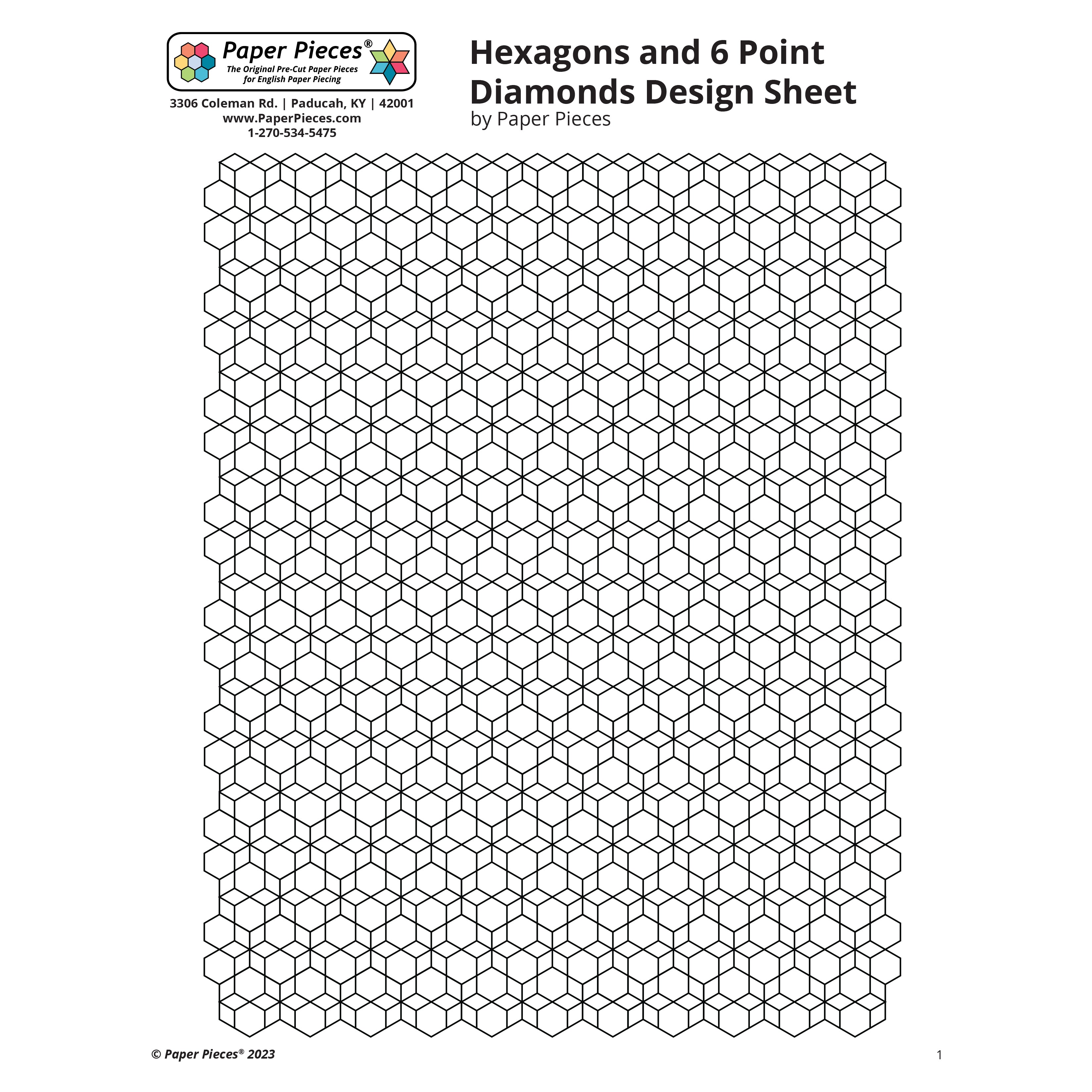 Diamond Design Hex Code Hexagons and 6 Point Diamonds Design Sheet – Paper Pieces