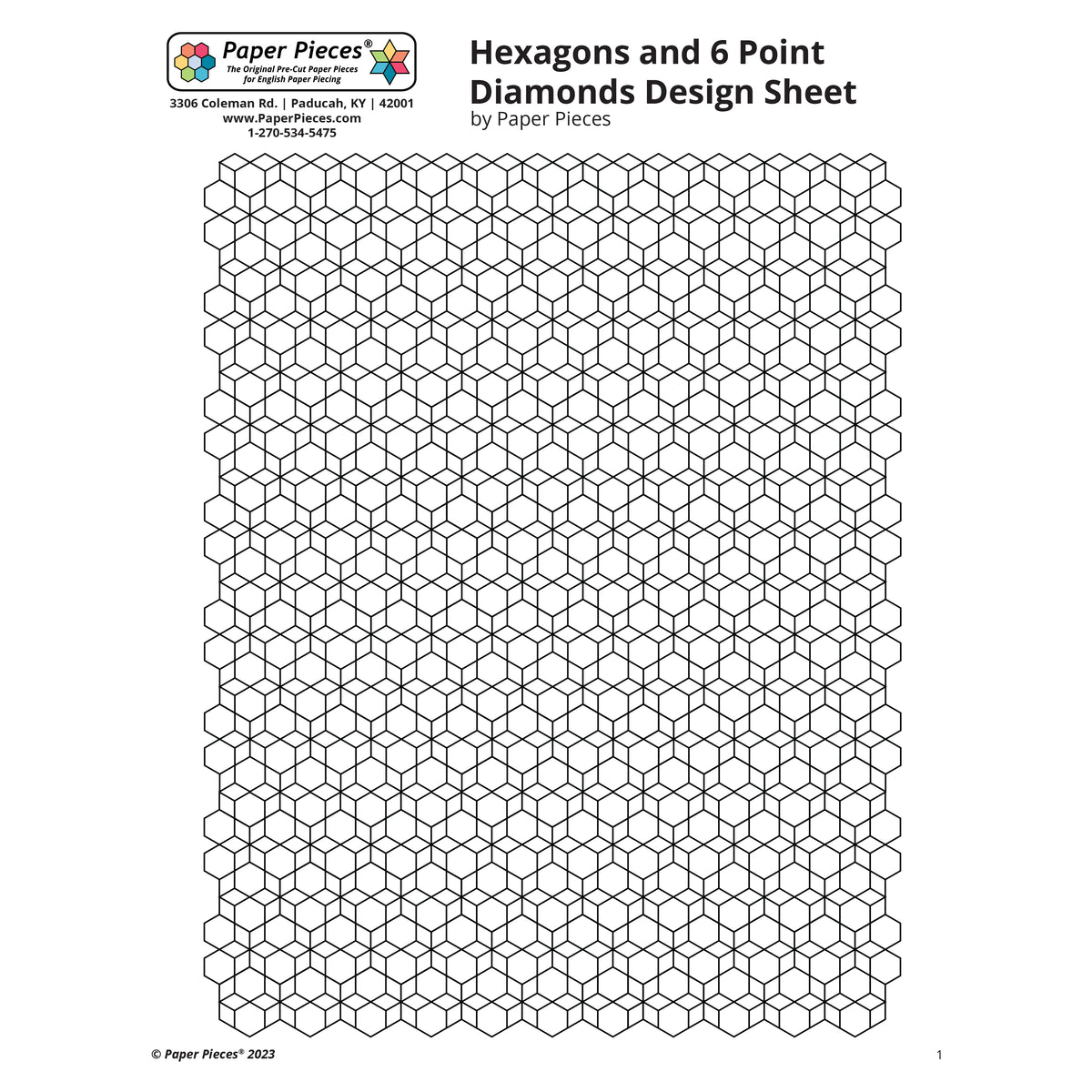 Hexagons and 6 Point Diamonds Design Sheet – Paper Pieces