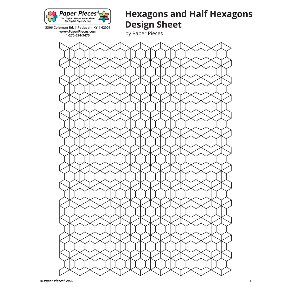 Hexagons + Half Hexagons Design Sheet (Free PDF Download) – Paper Pieces