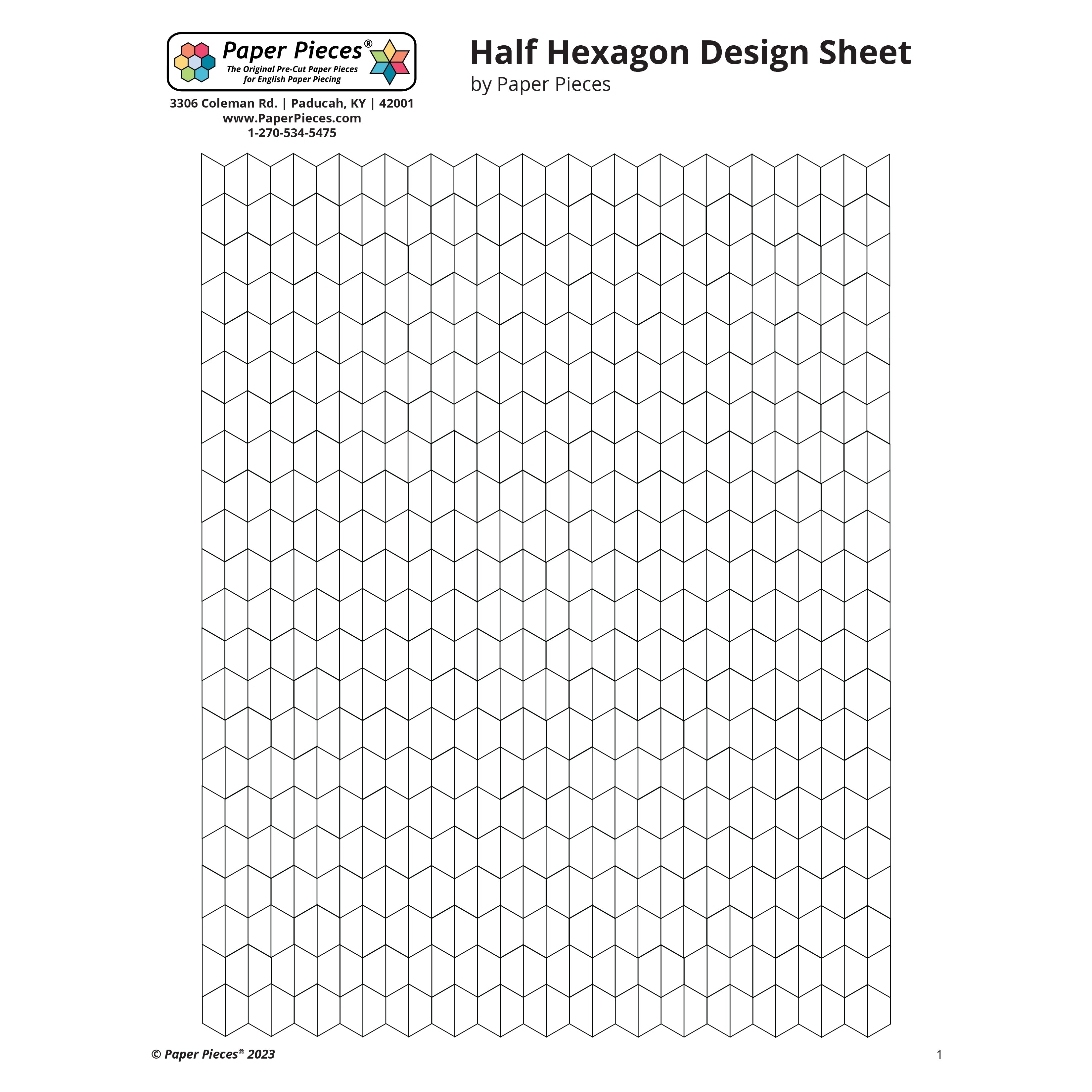 Printed Designer Sheet.pdf Half Hexagon Design Sheet (Free PDF Download) – Paper Pieces
