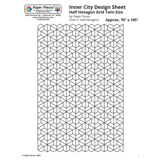 Inner City Design Sheet- Twin Size with 3" Half Hexagons