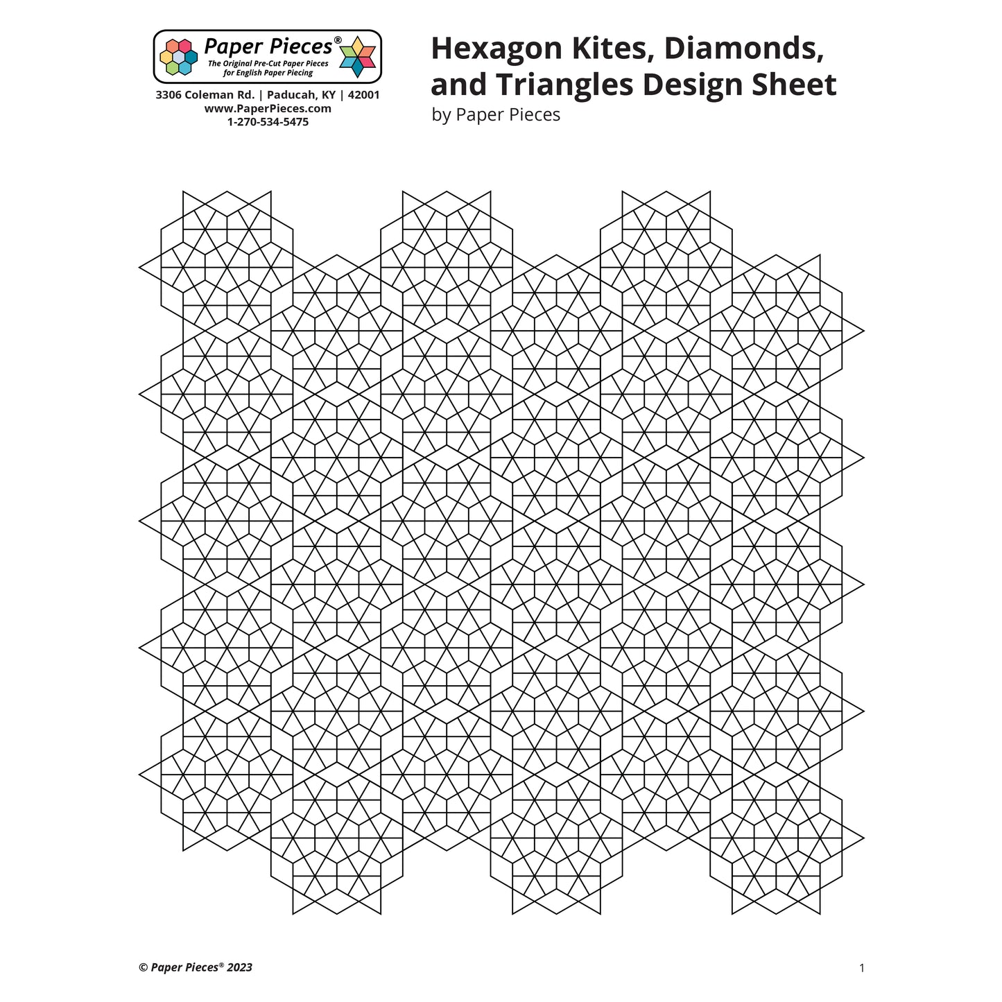 Hexagon Kites, Diamonds, and Triangles Design Sheet