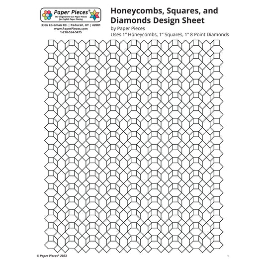 Honeycombs, Squares and Diamonds Design sheet (Free PDF Download)