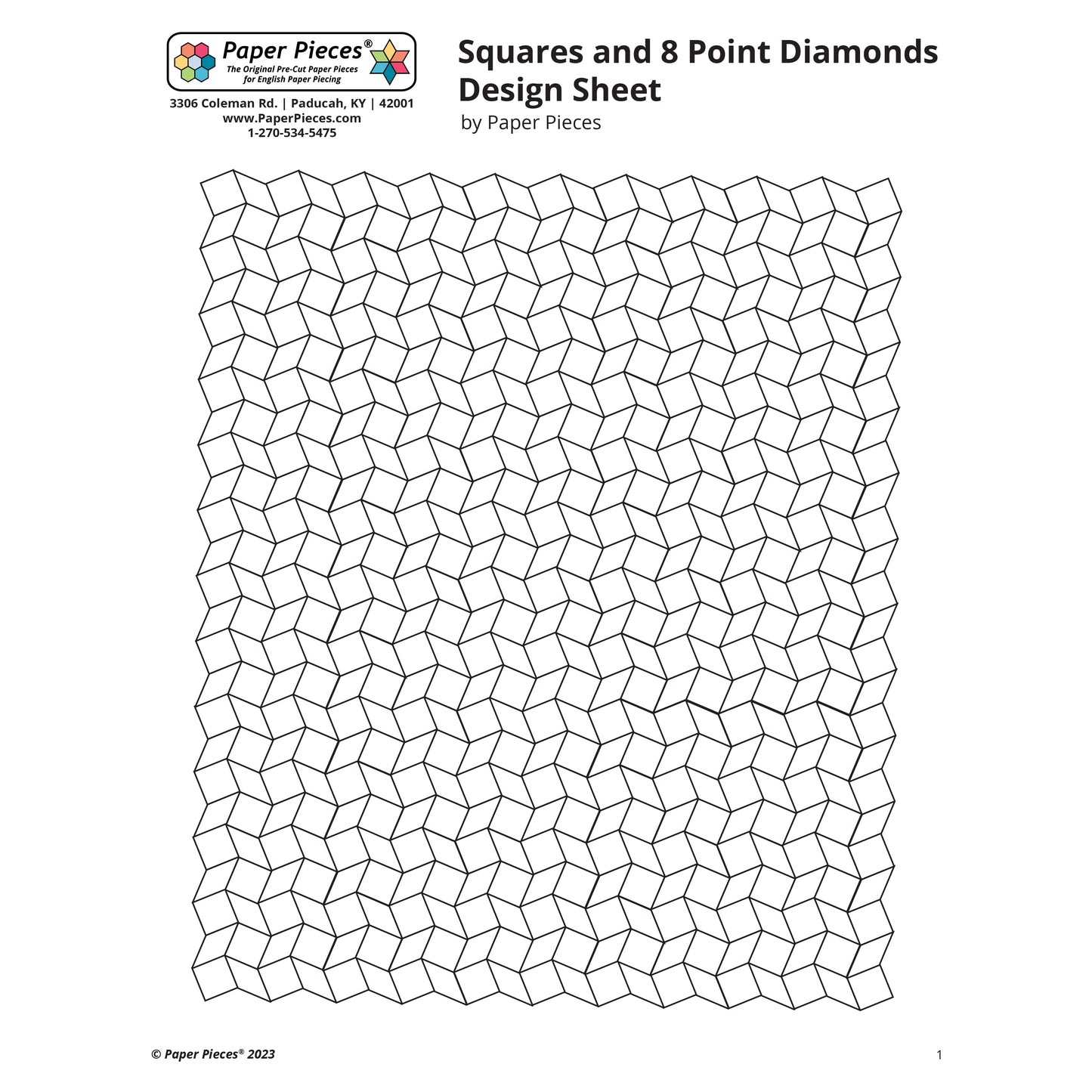 Squares and 8 Point Diamonds Design Sheet (Free PDF Download)