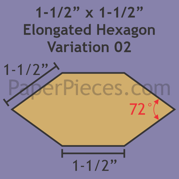 1-1/2" x 1-1/2" Elongated Hexagon Variation 02
