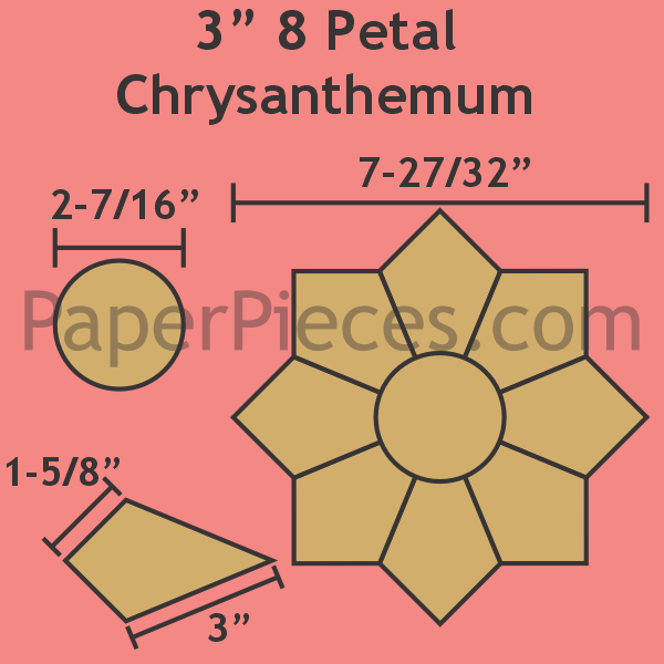 3" 8 Petal Chrysanthemum